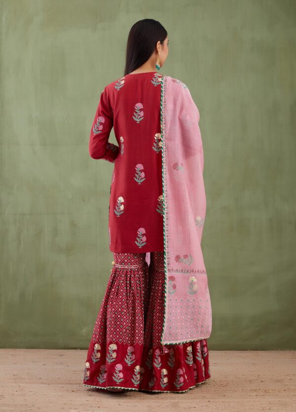 Umang Maroon Foil Printed Garara 3 Pcs Set