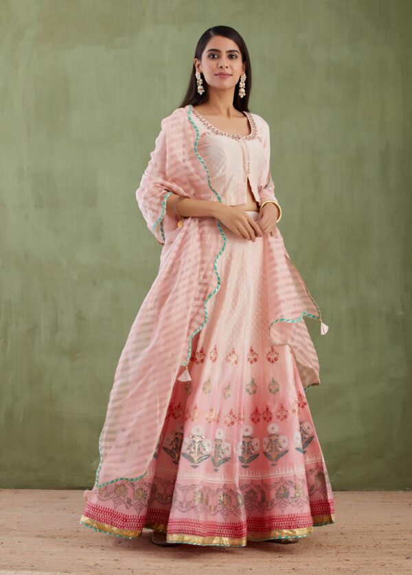 Umang Pink Foil Printed Lehenga 3 Pcs Set