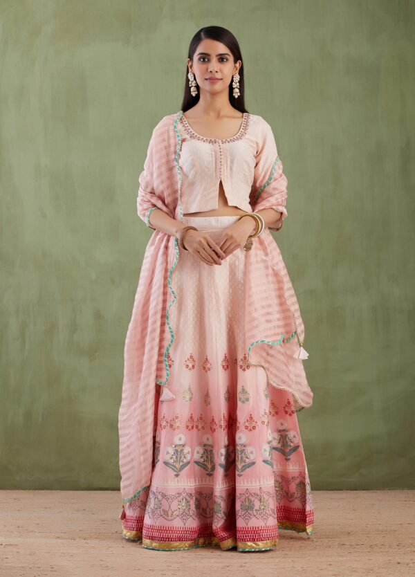 Umang Pink Foil Printed Lehenga 3 Pcs Set