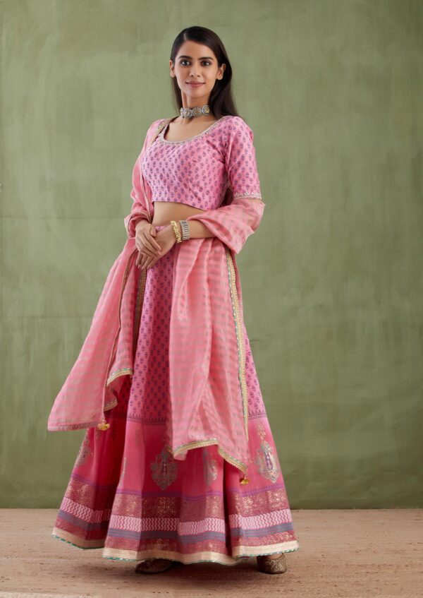 Umang Pink Foil Printed Lehenga 3 Pcs Set