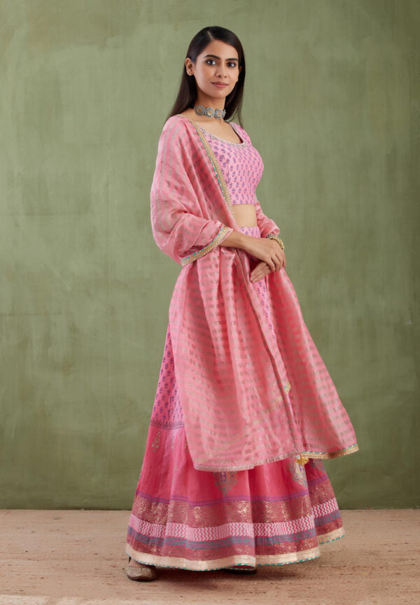 Umang Pink Foil Printed Lehenga 3 Pcs Set