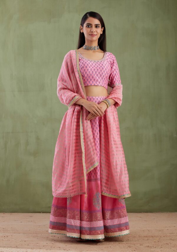 Umang Pink Foil Printed Lehenga 3 Pcs Set