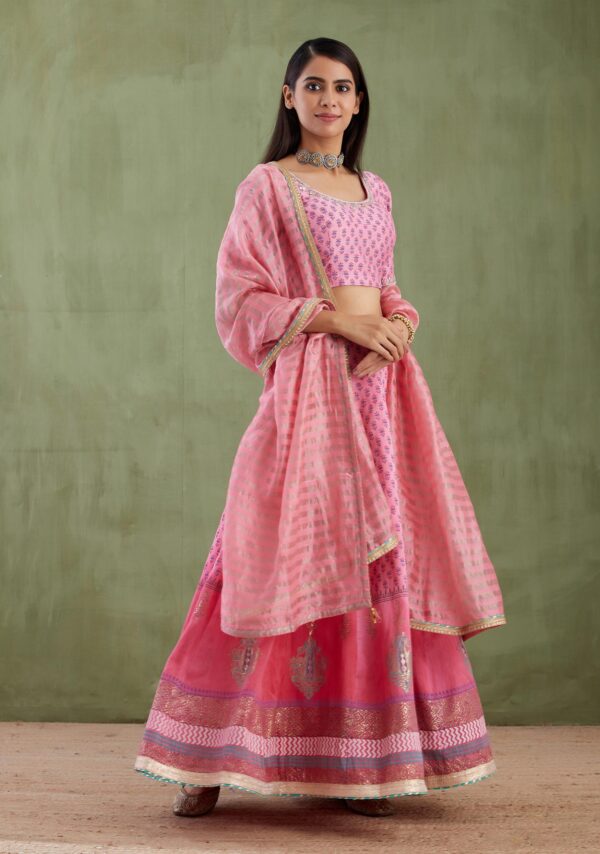 Umang Pink Foil Printed Lehenga 3 Pcs Set