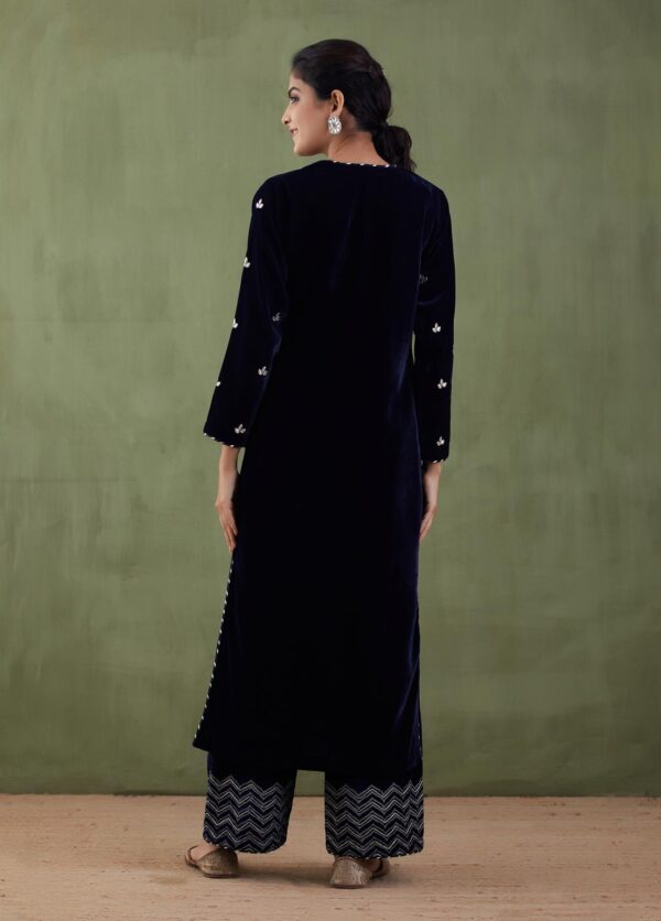 Sunehri Embroidered-Velvet Straight Kurta and Plazzo With Gotta Patti Work