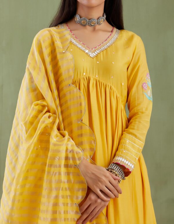 Umang Yellow Foil Printed Anarkali 3 Pcs Set