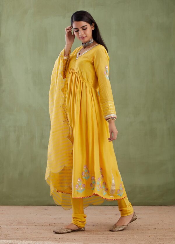 Umang Yellow Foil Printed Anarkali 3 Pcs Set