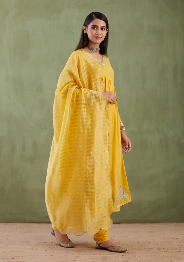 Umang Yellow Foil Printed Anarkali 3 Pcs Set