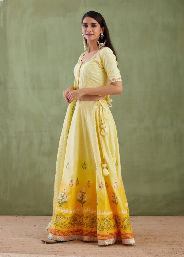 Umang Yellow Foil Printed Lehenga 3 Pcs Set