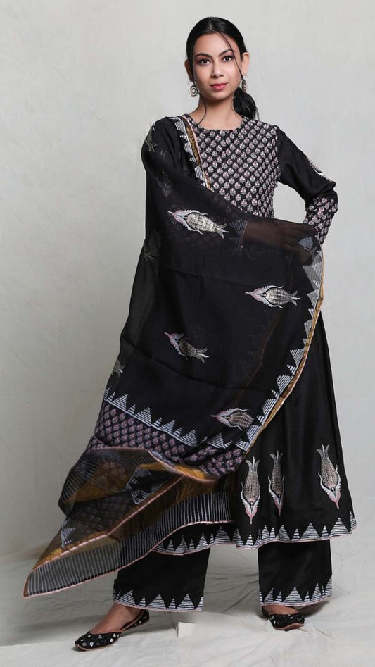 SILK AFFAIR BLACK ANARKALI SUIT