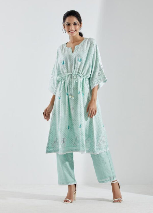 Nargis Aqua Ombre 2Pcs Kaftan Set