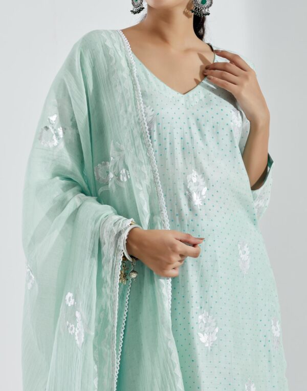 Noor Aqua Straight Kurta 3Pc Set