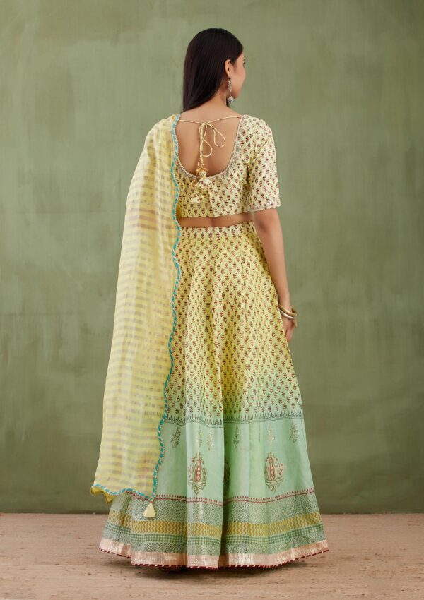 Umang Light Yellow Foil Printed Lehenga 3 Pcs Set