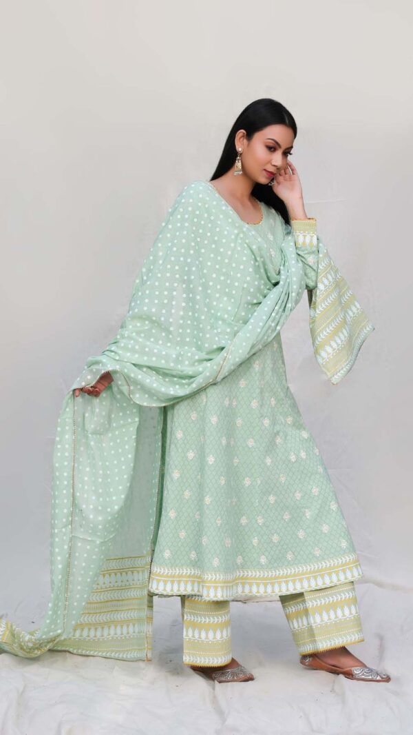 MAKHMAL AQUA ANARKALI SET