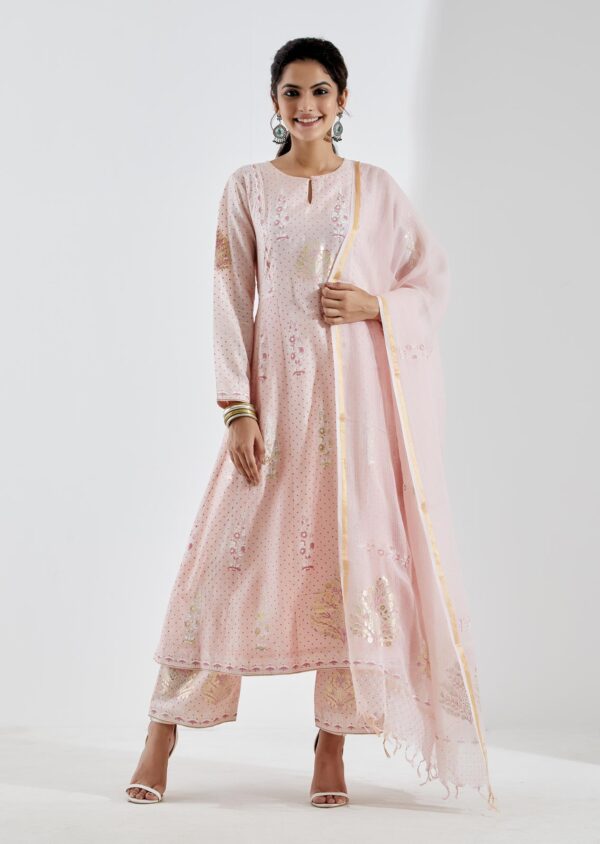 Noor Baby Pink 3Pcs Anarkali Set