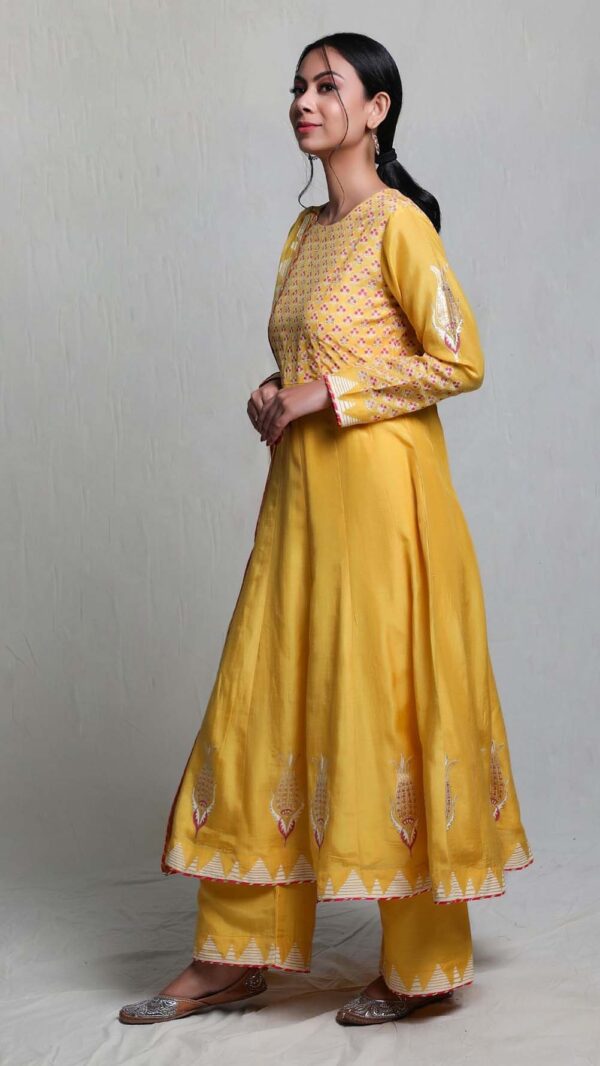 SILK AFFAIR MUSTERED YELLOW ANARKALI SUIT