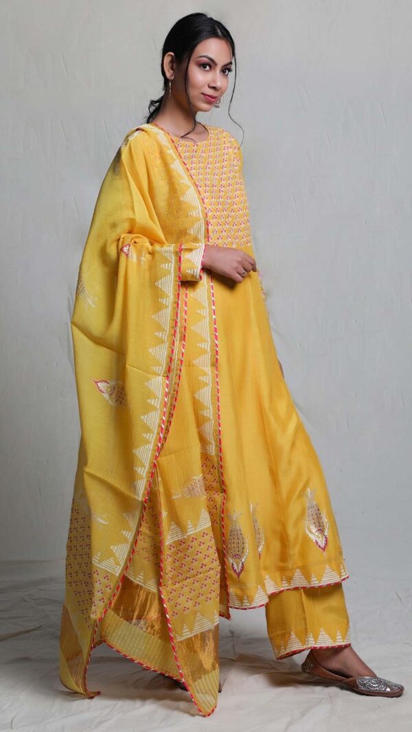 SILK AFFAIR MUSTERED YELLOW ANARKALI SUIT