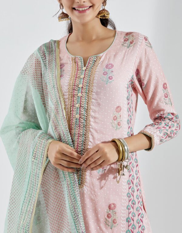 Gul Bahaar Baby Pink Straight Kurta 3Pc Set