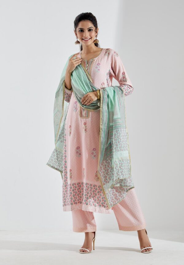 Gul Bahaar Baby Pink Straight Kurta 3Pc Set