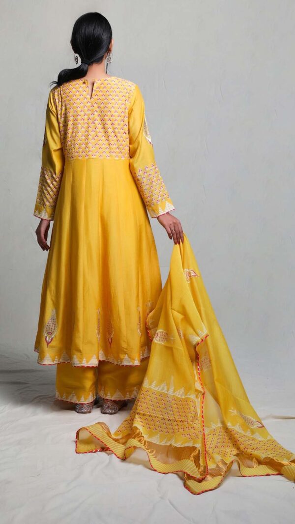 SILK AFFAIR MUSTERED YELLOW ANARKALI SUIT