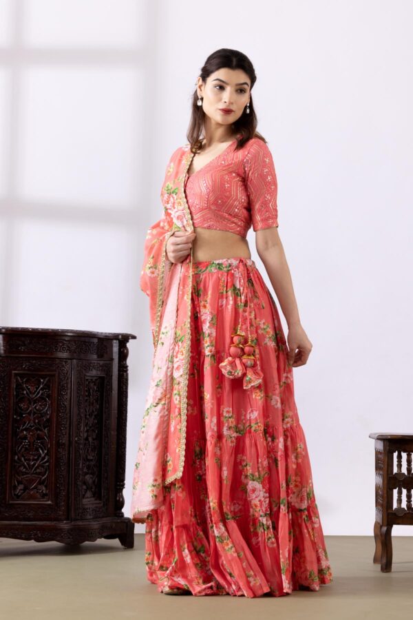 GULMEHER PINK DIGITAL PRINT CHANDARY LEHENGA SET OF 3