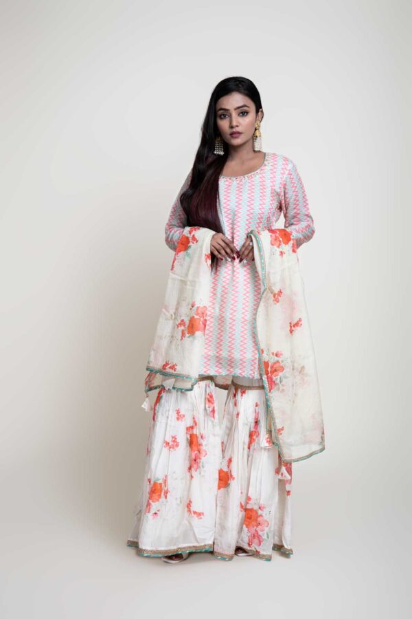 Digital Printed Kurta With Garara and Chandary Digital Printed Dupatta With Gotta Detailing