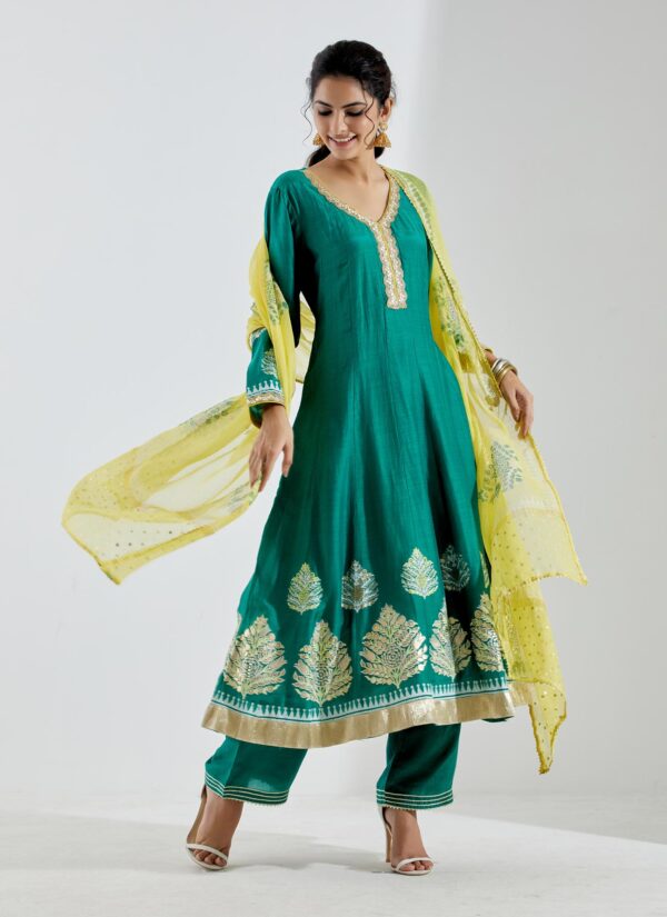 Gul Bahaar Emerald Green 3Pcs Anarkali Set