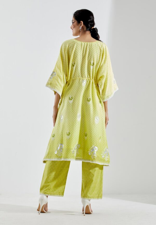 Nargis Lime Green Ombre 2Pcs Kaftan Set