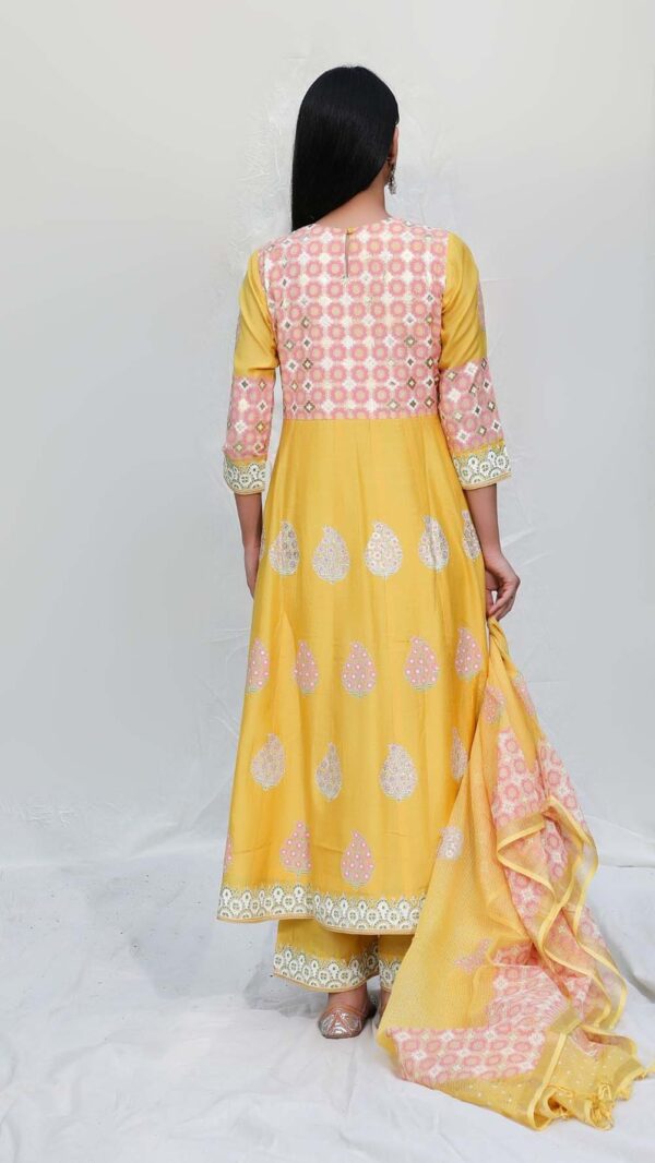 SILK AFFAIR MUSTERED YELLOW ANARKALI SUIT