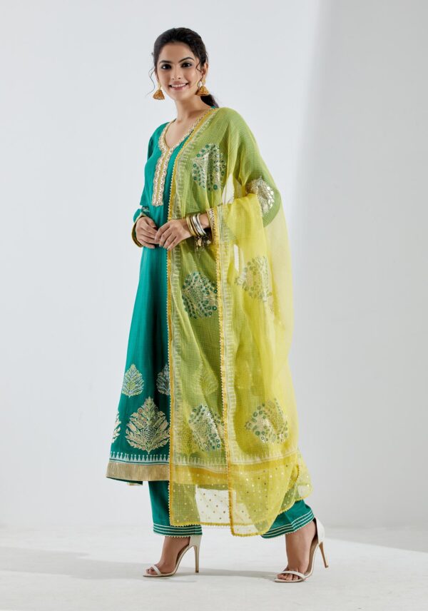 Gul Bahaar Emerald Green 3Pcs Anarkali Set