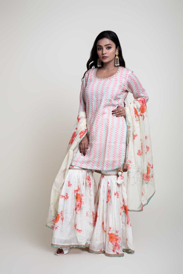 Digital Printed Kurta With Garara and Chandary Digital Printed Dupatta With Gotta Detailing