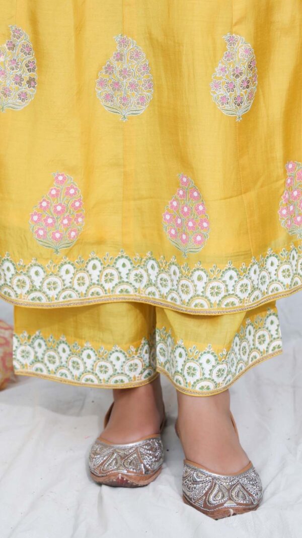 SILK AFFAIR MUSTERED YELLOW ANARKALI SUIT