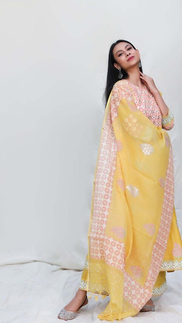 SILK AFFAIR MUSTERED YELLOW ANARKALI SUIT