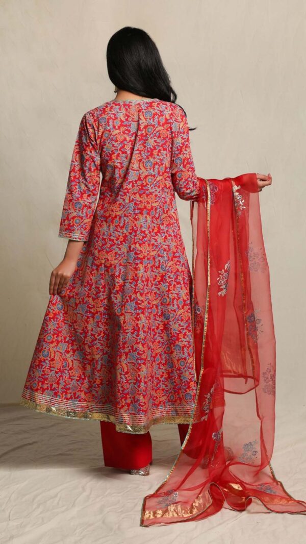 MAKHMAL RED ANARKALI SET