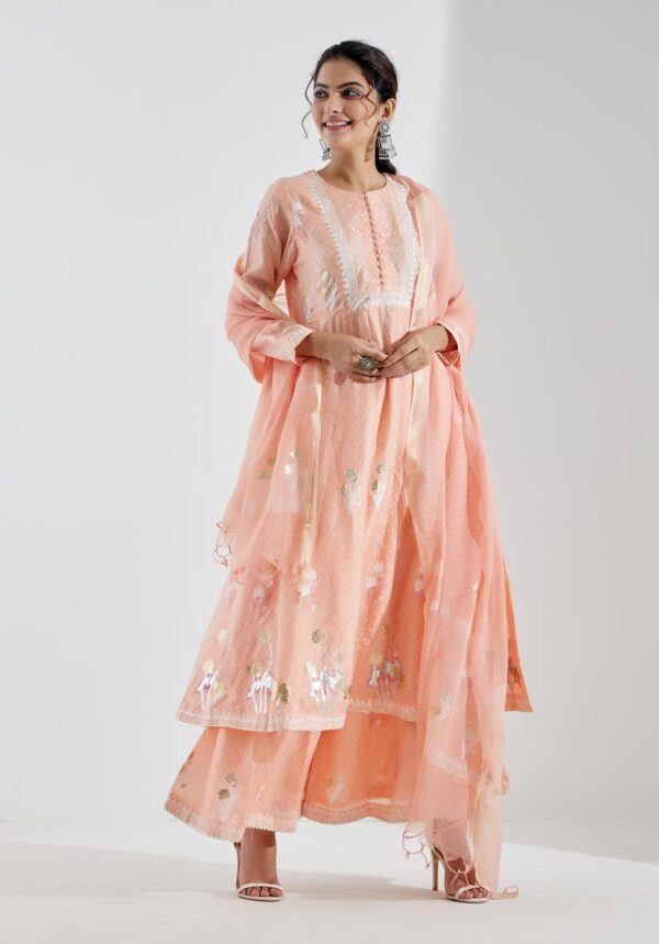 Noor Light Peach 3Pcs Anarkali Set