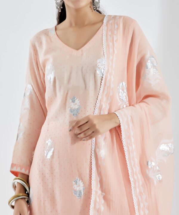 Noor Light Peach Straight Kurta 3Pc Set