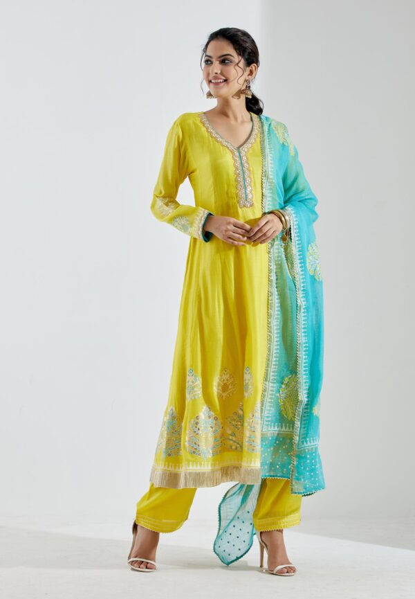 Gul Bahaar Lemon Yellow 3Pcs Anarkali Set