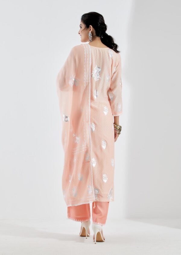 Noor Light Peach Straight Kurta 3Pc Set