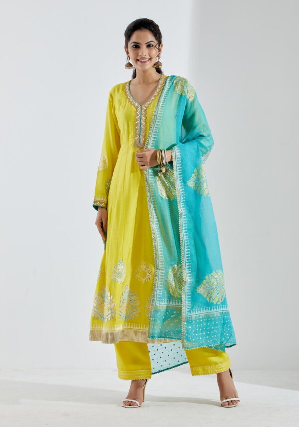 Gul Bahaar Lemon Yellow 3Pcs Anarkali Set