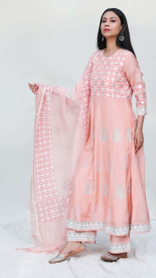 SILK AFFAIR PEACH ANARKALI SUIT