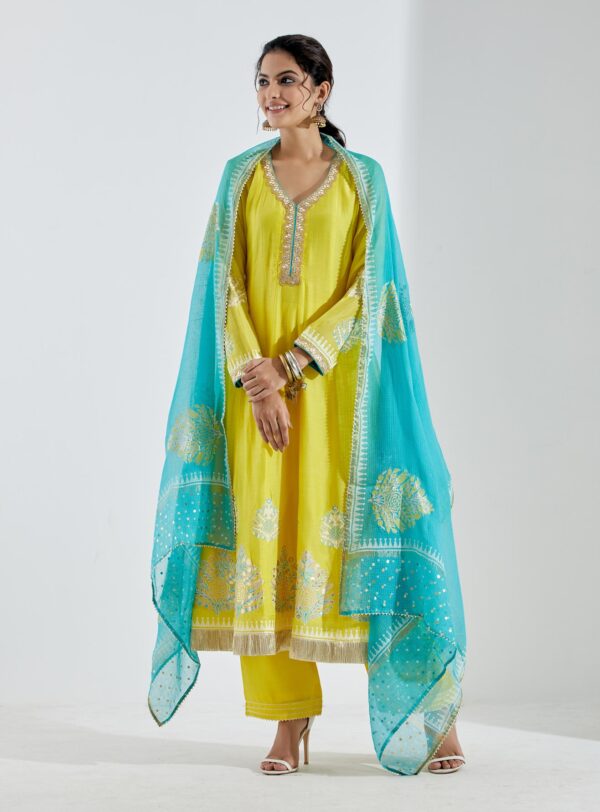 Gul Bahaar Lemon Yellow 3Pcs Anarkali Set