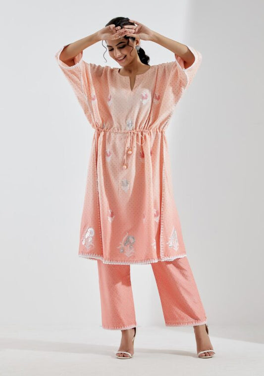 Nargis Peach Ombre 2Pcs Kaftan Set