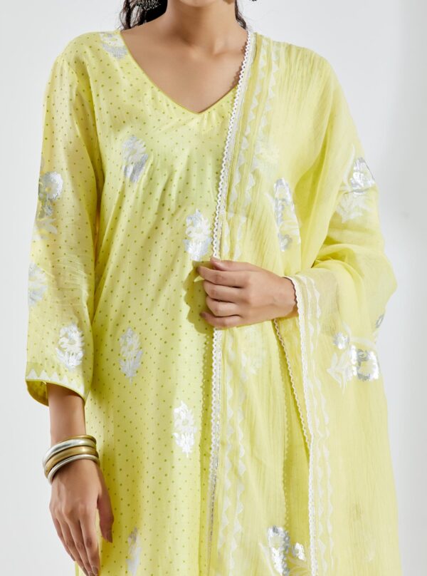 Noor Lime Green Straight Kurta 3Pc Set