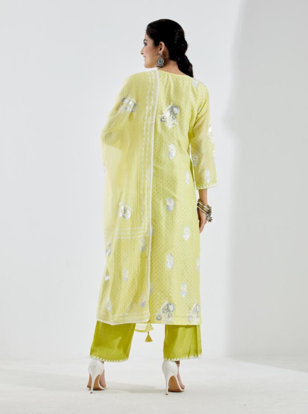 Noor Lime Green Straight Kurta 3Pc Set