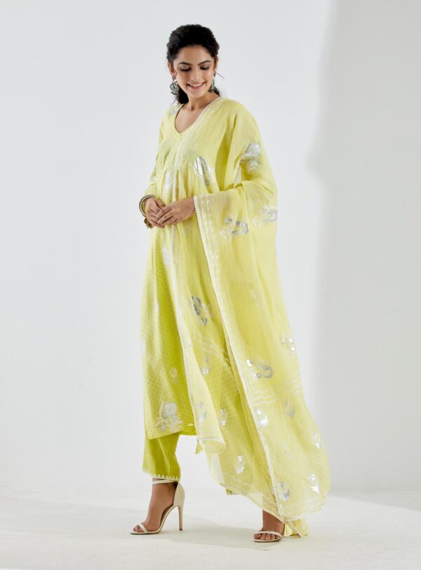 Noor Lime Green Straight Kurta 3Pc Set