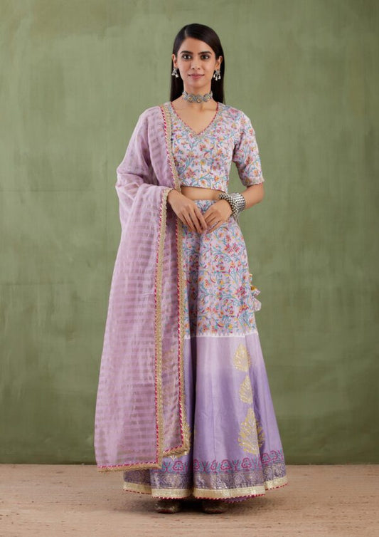 Umang Lilac Foil Printed Lehenga 3 Pcs Set