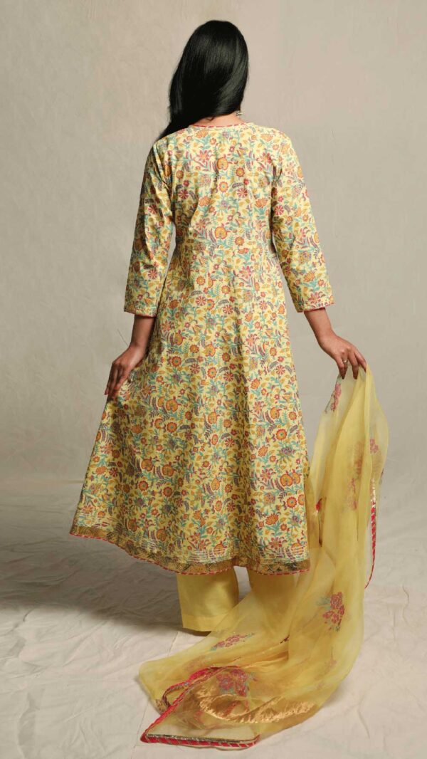 MAKHMAL YELLOW ANARKALI SET