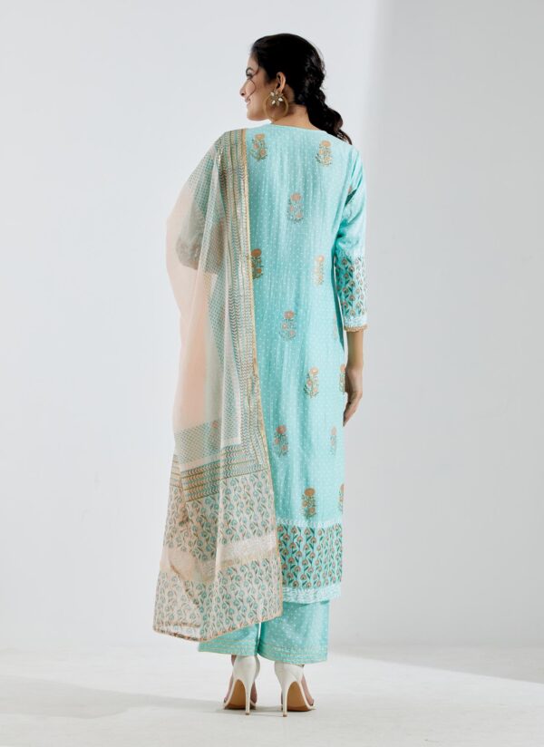 Gul Bahaar Sea Green Straight Kurta 3Pc Set