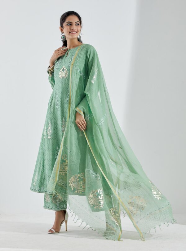 Noor Pista Green 3Pcs Anarkali Set