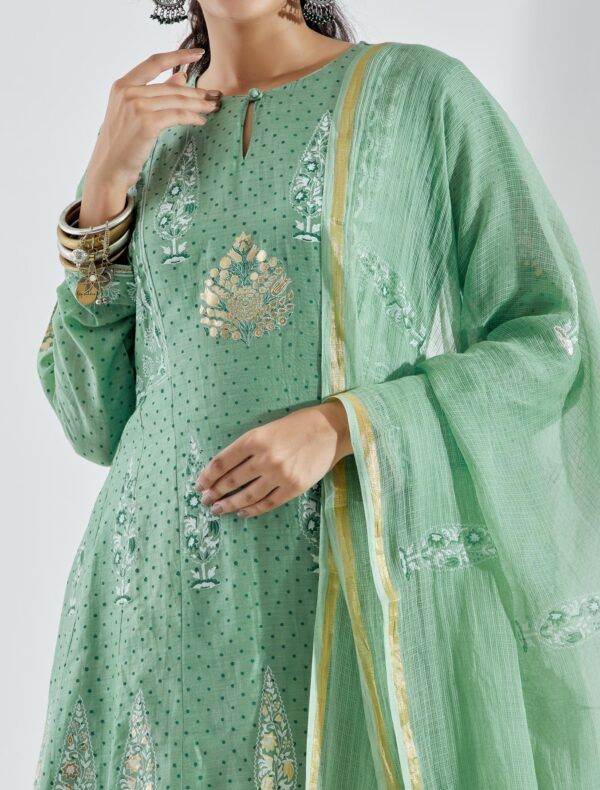 Noor Pista Green 3Pcs Anarkali Set