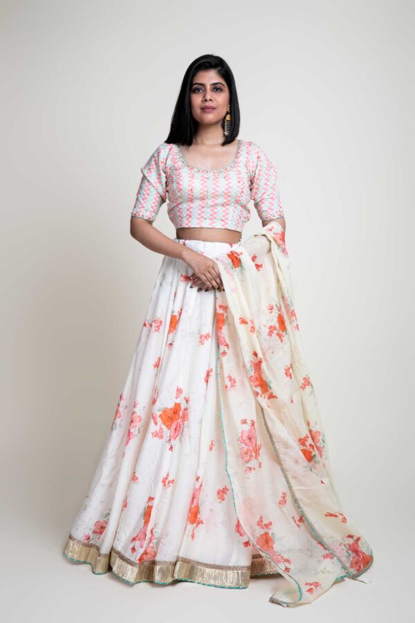 Digital Printed Lehenga and Blouse With Chandary Digital Printed Gotta Finish Dupatta